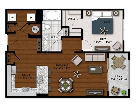 a floor plan of a house with a bedroom and a living room